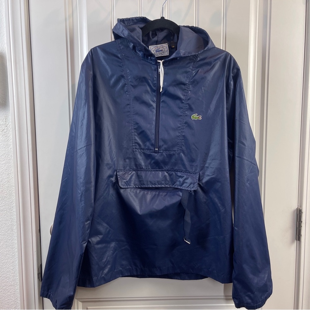 Lacoste Vintage Jacket Half Zip Packable Blue Medium Unisex.
